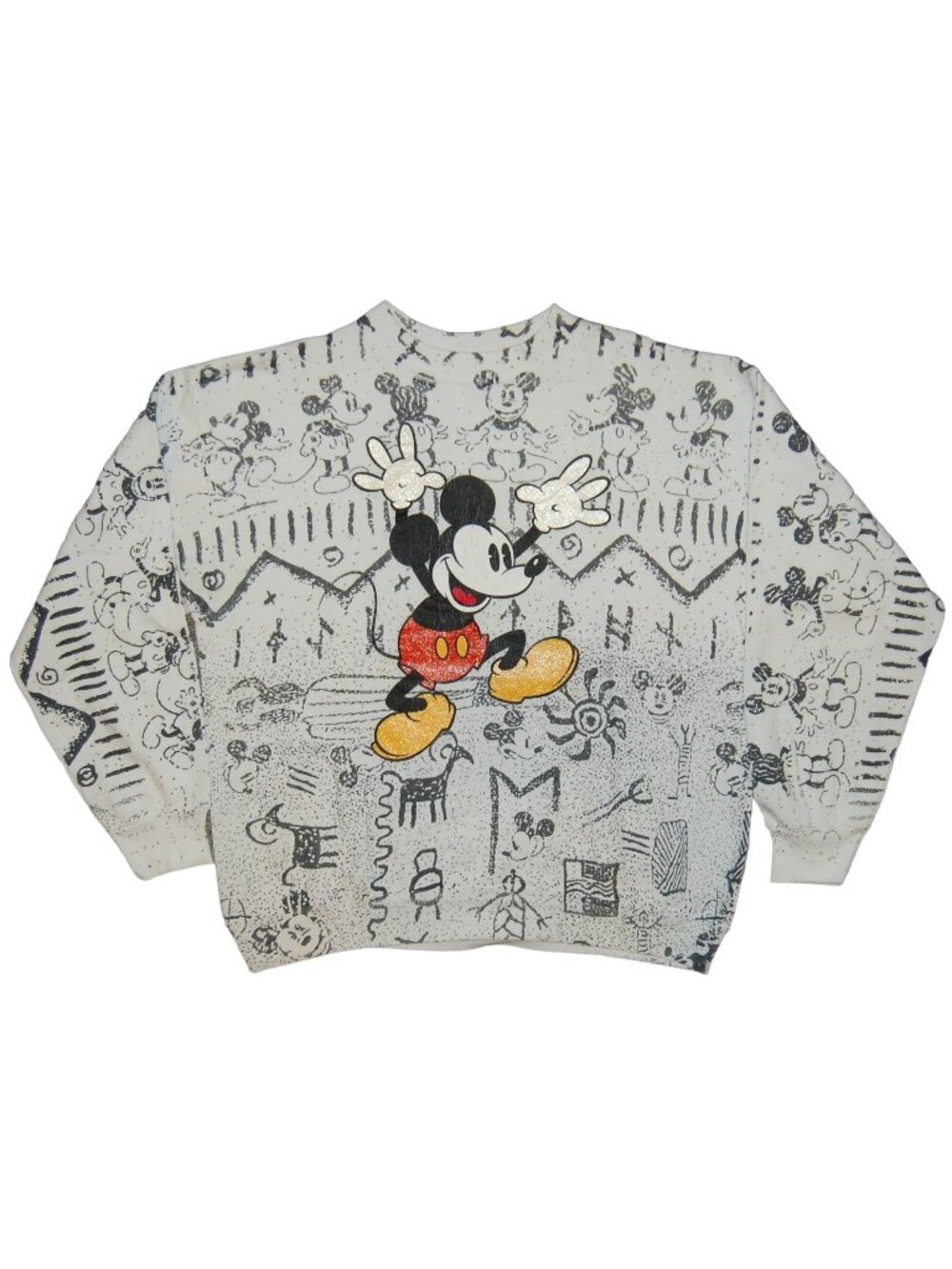 Vintage 1990s Disney Mickey Mouse Velva Sheen AOP Sweatshirt Large Made in USA